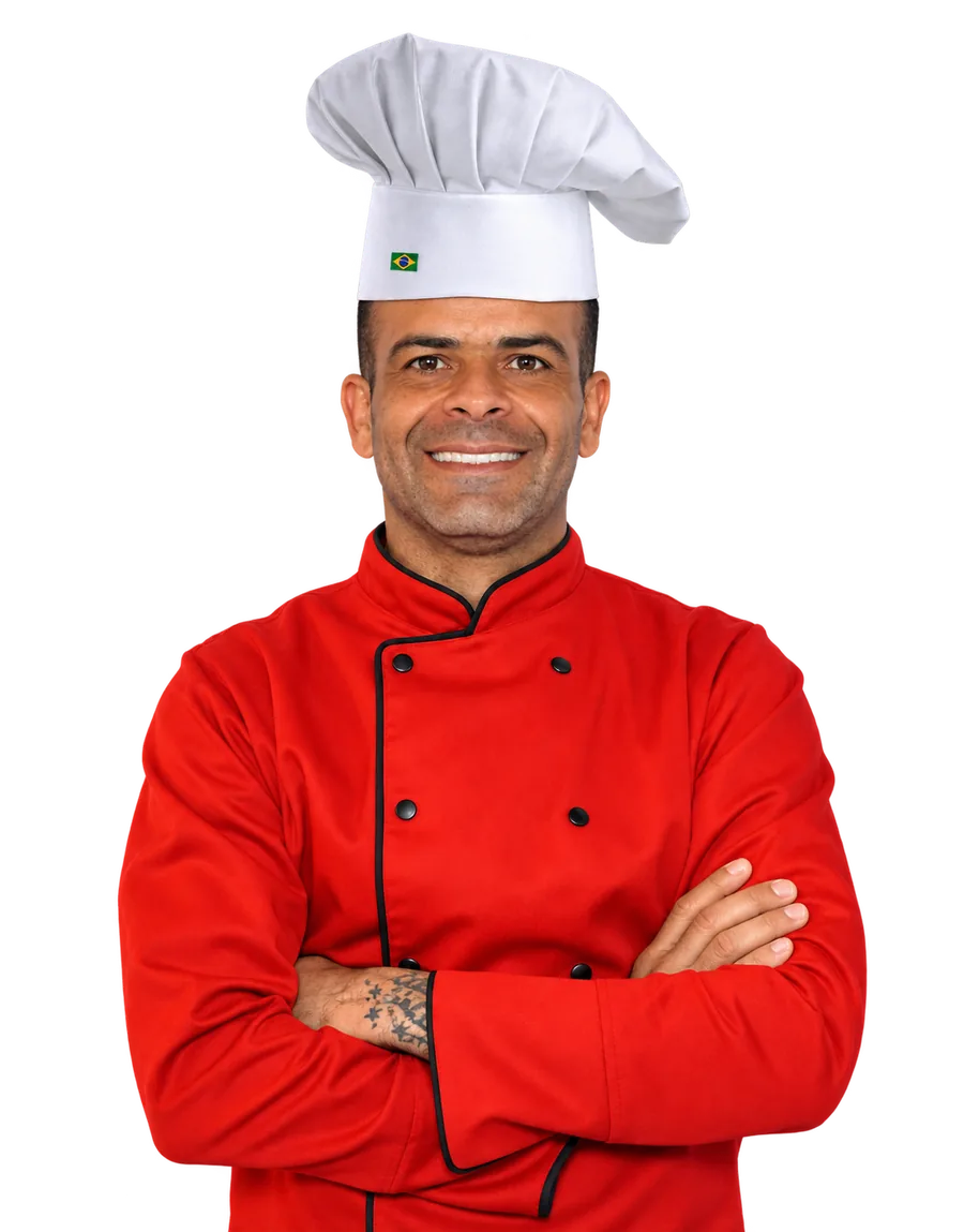 André Gonçalves com uniforme de chef